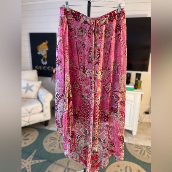 Camilla Silk Pink Paisley Embellished Skirt Size M - Picture 4 of 6